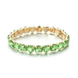Fashion - Armband Kristaller Hjärtan Ljusgrön