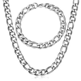 Anna K Jewelry - Armband + Halsband 0,9 Figaro Stål