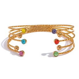 Anna K Jewelry - Armring Colorful Guld Mix