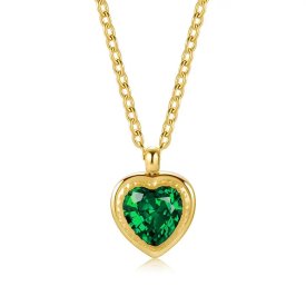 Anna K Jewelry - Halsband Crystal Heart Grön