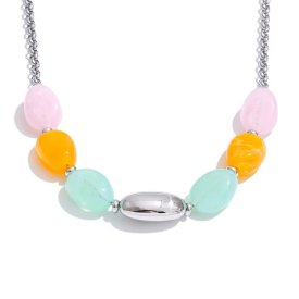 Anna K Jewelry - Halsband Resin Pastel Mix Silver