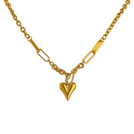 Anna K Jewelry - Halsband Steel My Heart Guld