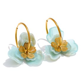 Anna K Jewelry - Örhängen Resin Flower Ljusgrön