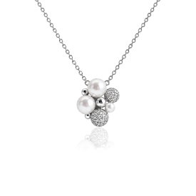 Ioaku - Halsband Berry Pearl Petite Pendent Silver Vit