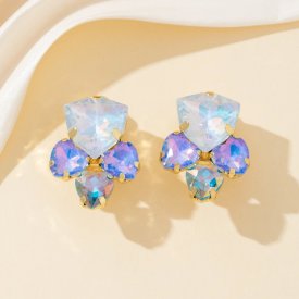 Blossom Bijoux - Clipsörhängen Crystal Fan Blå Mix