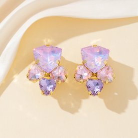 Blossom Bijoux - Clipsörhängen Crystal Fan Lila Mix