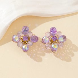 Blossom Bijoux - Clipsörhängen Crystal Flower Lila