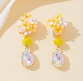 Blossom Bijoux - Clipsörhängen Floral Drop Gul