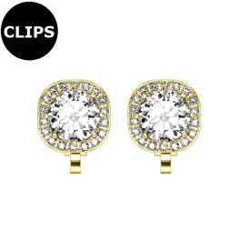 Clipsörhängen - Stål Halo CZ Guld