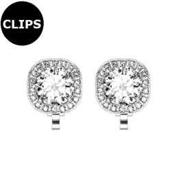 Clipsörhängen - Stål Halo CZ Silver