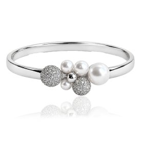 Ioaku - Armband Berry Pearl Petite Cuff Silver Vit
