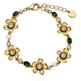 Ioaku - Armband La Fleur Sirene Garden Guld Emerald