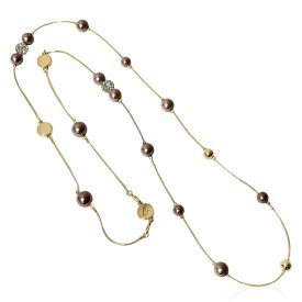 Ioaku - Halsband Berry Iconic Guld Brun Pearl