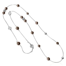 Ioaku - Halsband Berry Iconic Silver Brun Pearl