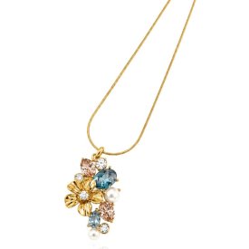 Ioaku - Halsband La Fleur Sirene Garden Pendant Guld Blå