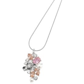 Ioaku - Halsband La Fleur Sirene Garden Pendant Silver Rosa
