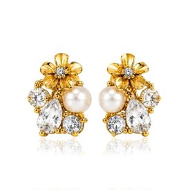 Ioaku - Örhängen La Fleur Sirene Garden Stud Guld Crystal