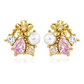 Ioaku - Örhängen La Fleur Sirene Garden Stud Guld Rosa