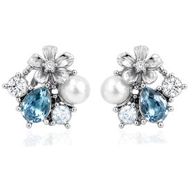 Ioaku - Örhängen La Fleur Sirene Garden Stud Silver Blå