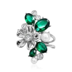 Ioaku - Ring La Fleur Garden Silver Emerald