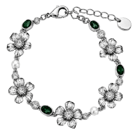 Ioaku - Armband La Fleur Sirene Garden Silver Emerald