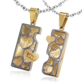Love Words Jewellery - Parsmycken Halsband 2st Guldhjärtan