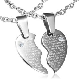 Love Words Jewellery - Parsmycken Halsband 2st Delat Hjärta Text