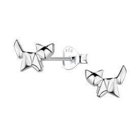 The Botilda - Örhängen Origami Katt Silver