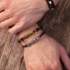 Coeur De Lion - Armband Unisex Leather Spikes Brun