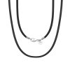 Highnose 925 - Halsband Läder Kors Plain Silver