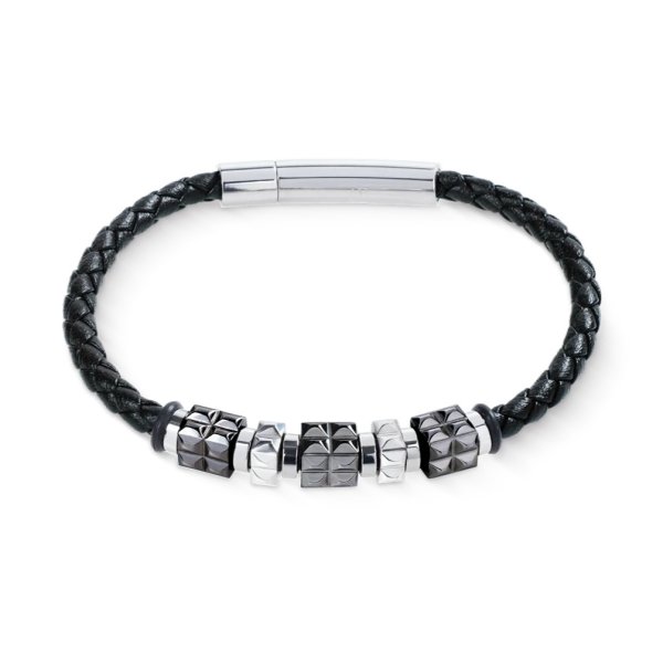 Coeur De Lion - Armband Unisex Leather Spikes Svart