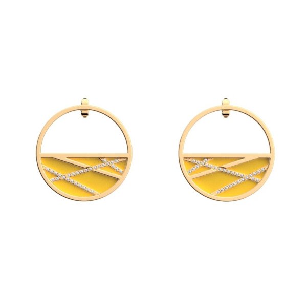 Les Georgettes - Band Till Örhängen Halvmåne Blå / Gul