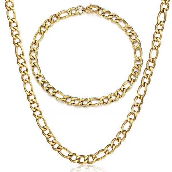 Anna K Jewelry - Armband + Halsband 0,5 Figaro Guld