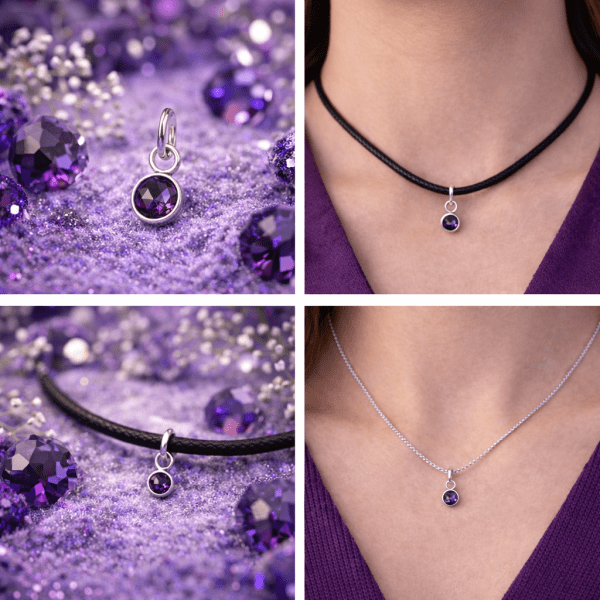 Anna K Jewelry - Berlock Månadssten Februari Stål