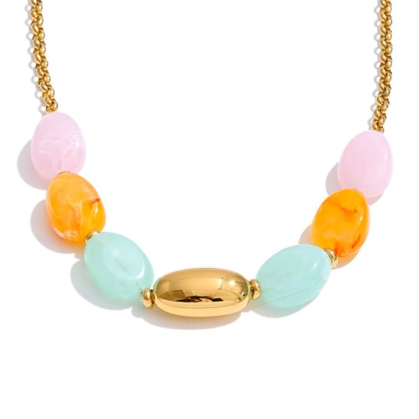 Anna K Jewelry - Halsband Resin Pastel Mix Guld