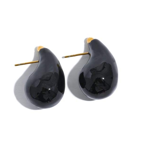 Anna K Jewelry - Örhängen Chunky Drop Enamel Svart