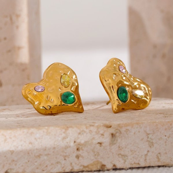 Anna K Jewelry - Örhängen Fashion Crystal Heart Guld