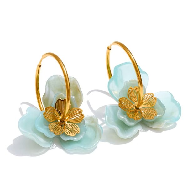 Anna K Jewelry - Örhängen Resin Flower Ljusgrön