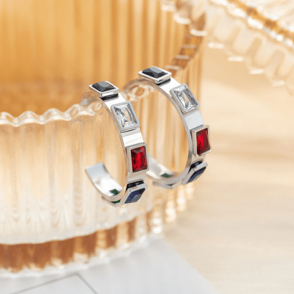 Anna K Jewelry - Örhängen Sparkling Square Stål Mix