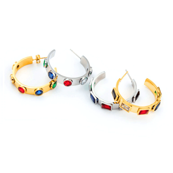 Anna K Jewelry - Örhängen Sparkling Square Stål Mix