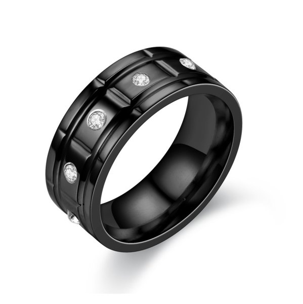 Anna K Jewelry - Ring Ten Diamonds Svart