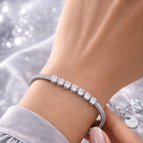 Anna K Jewelry - Armband Cubic Stål Klar