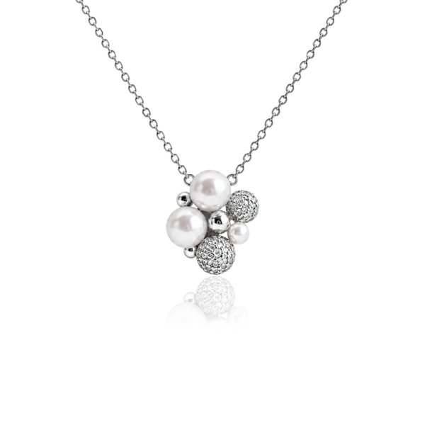 Ioaku - Halsband Berry Pearl Petite Pendent Silver Vit