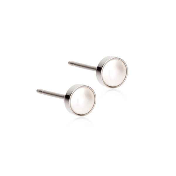 Blomdahl - Örhängen Bezel Pärla Vit Titan