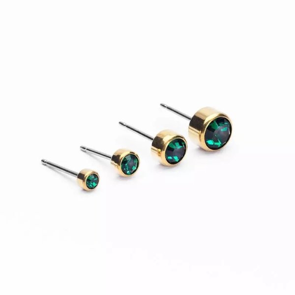 Blomdahl - Örhängen Bezel Titan Guld Grön