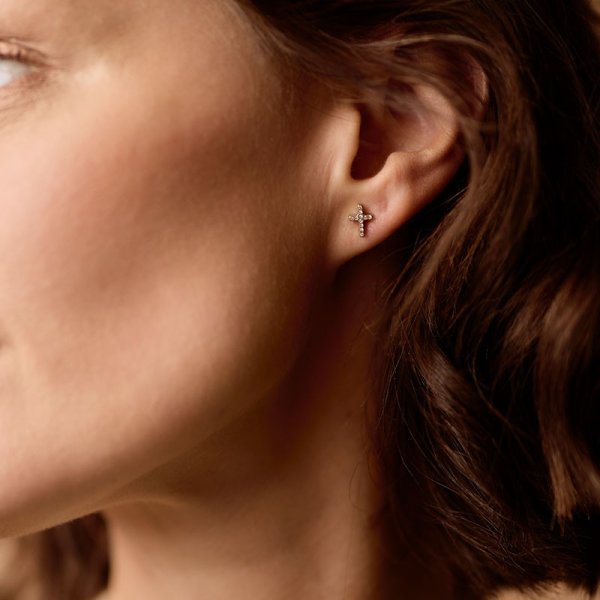 Blomdahl - Örhängen Kors Brilliance Titan Guld