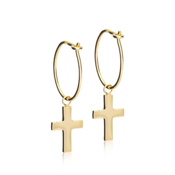 Blomdahl - Örhängen Titan Ring Plain Kors Guld