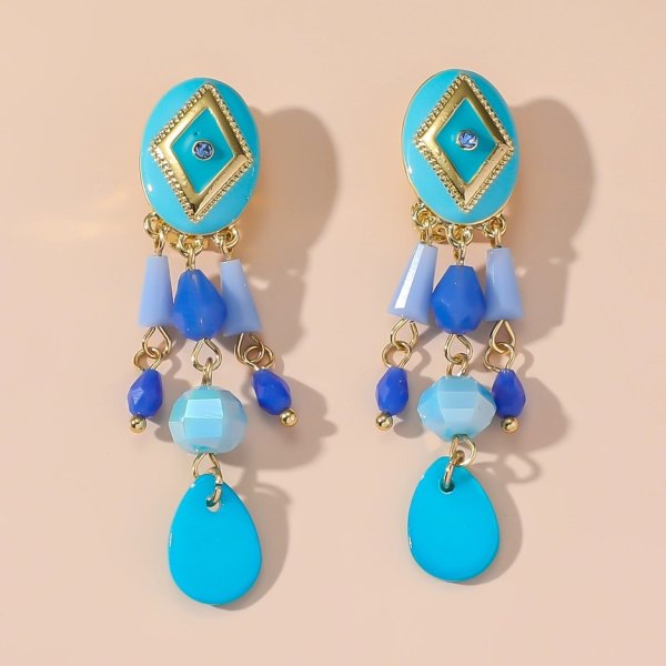Blossom Bijoux - Clipsörhängen Bohem Drop Blå