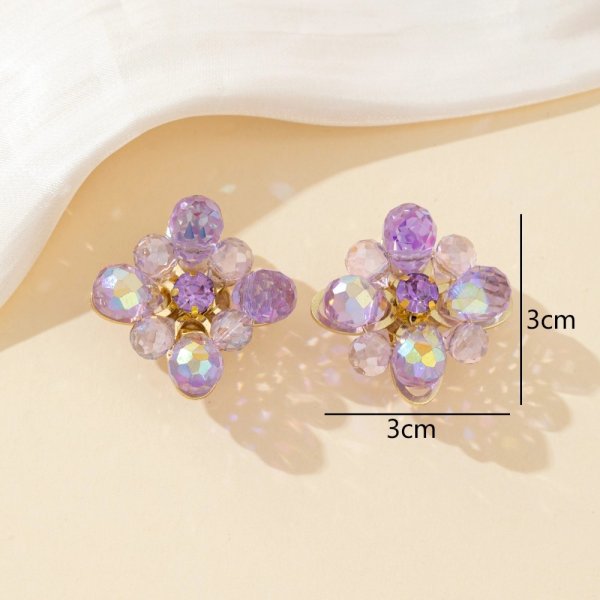 Blossom Bijoux - Clipsörhängen Crystal Flower Lila