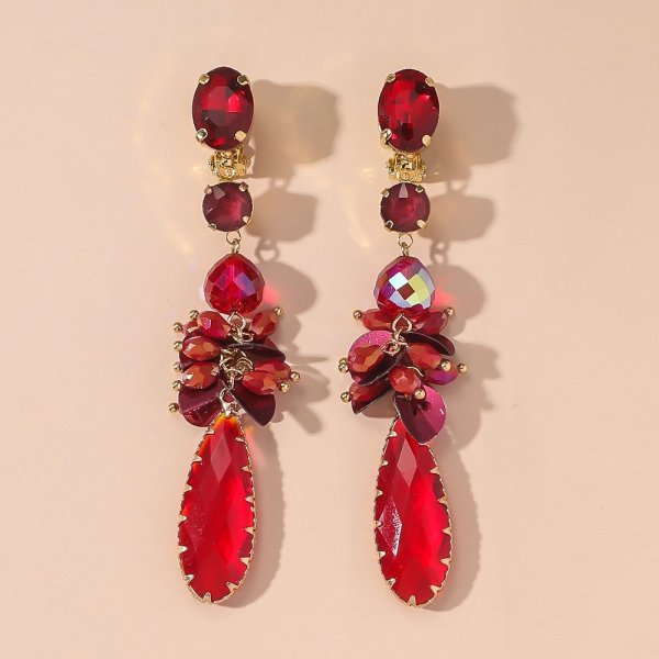 Blossom Bijoux - Clipsörhängen Valentina Röd